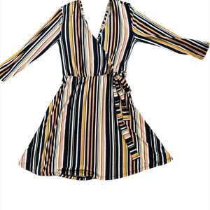 No Boundaries Womens Multicolor Striped Skater Dress Size Medium